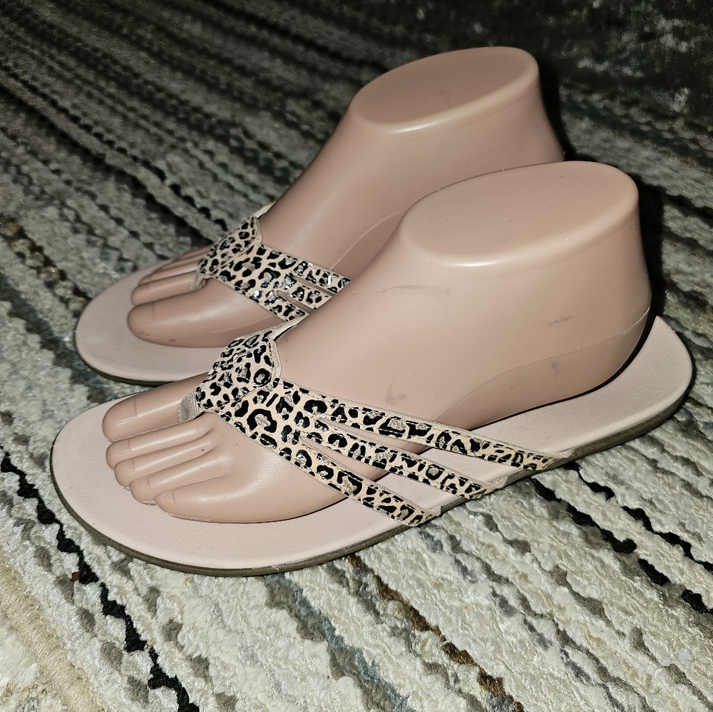 VIONIC 'Alta' Pastel Pink/Leopard Print Sandals 10M EXCELLENT PRE-OWNED! - Picture 2 of 4